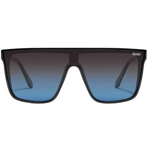 QUAY Nightfall Sunglasses Polarized Black Frame Black Navy Lens Extra Large NWT